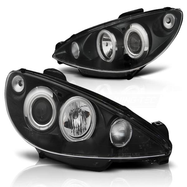Scheinwerfer CCFL Angel Eyes passend für Peugeot 206 Bj. 98-06 Schwarz