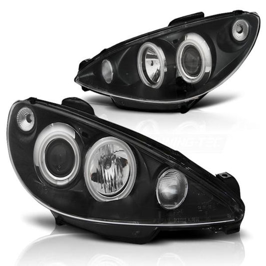 Scheinwerfer CCFL Angel Eyes passend für Peugeot 206 Bj. 98-06 Schwarz