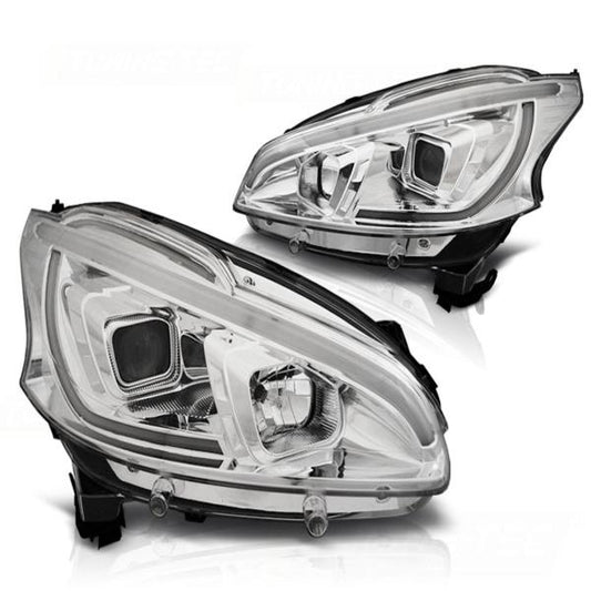 Scheinwerfer LED Tagfahrlicht Optik passend für Peugeot 208 Bj. 12-15 Chrom LTI