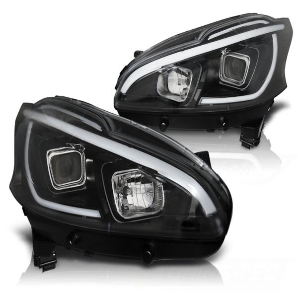 Scheinwerfer LED Tagfahrlicht Optik passend für Peugeot 208 Bj. 12-15 Schwarz LTI