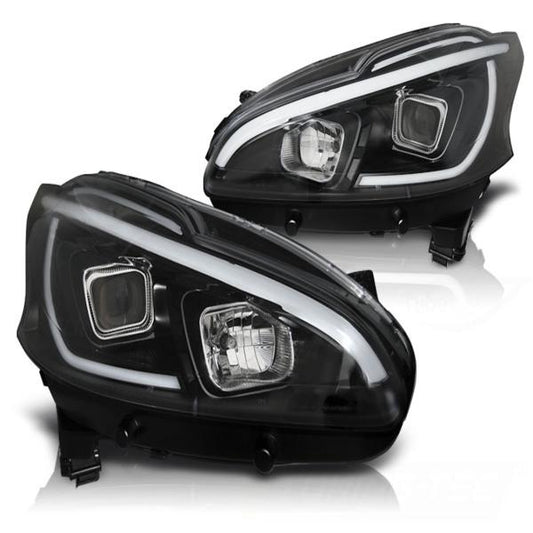 Scheinwerfer LED Tagfahrlicht Optik passend für Peugeot 208 Bj. 12-15 Schwarz LTI