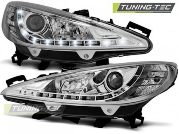 Scheinwerfer LED Tagfahrlicht Optik passend für Peugeot 207 Bj. 06-12 Chrom