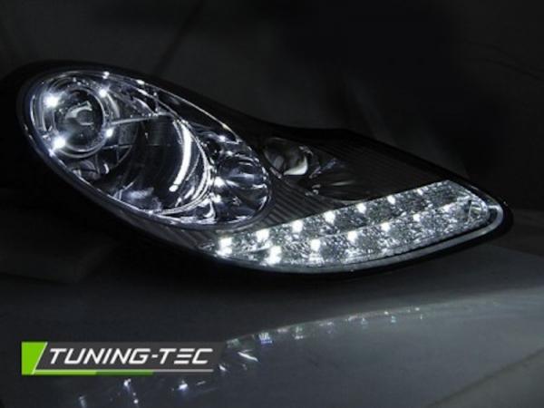 Scheinwerfer LED Tagfahrlicht Optik passend für Porsche Boxster 986 / 911 996 Chrom