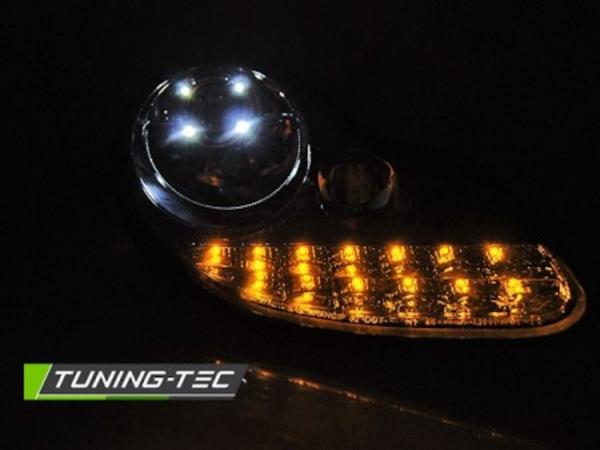 Scheinwerfer LED Tagfahrlicht Optik passend für Porsche Boxster 986 / 911 996 Chrom