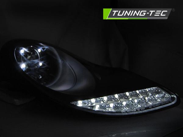 Scheinwerfer LED Tagfahrlicht Optik passend für Porsche Boxster 986 / 911 996 Schwarz