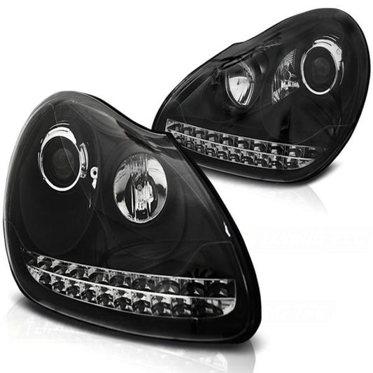 Xenon Scheinwerfer LED Tagfahrlicht Optik passend für Porsche Cayenne 955 02-06 Schwarz