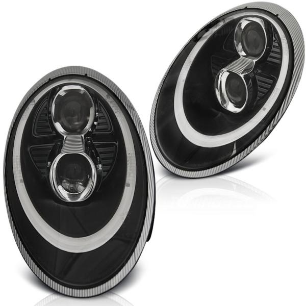 Xenon Scheinwerfer LED Tagfahrlicht Optik passend für Porsche 911 997 Bj. 04-08 Schwarz
