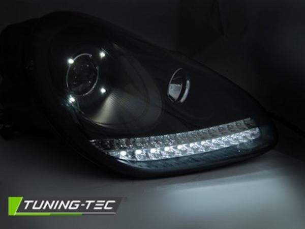 Xenon Scheinwerfer LED Tagfahrlicht Optik passend für Porsche Cayenne 955  02-06 Schwarz