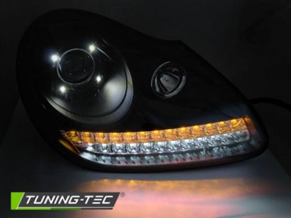 Xenon Scheinwerfer LED Tagfahrlicht Optik passend für Porsche Cayenne 955  02-06 Schwarz
