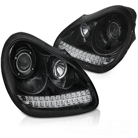 Xenon Scheinwerfer LED Tagfahrlicht Optik passend für Porsche Cayenne 955  02-06 Schwarz