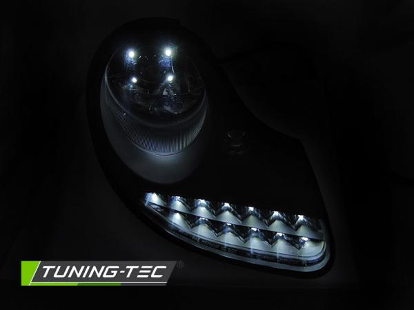 Scheinwerfer LED Tagfahrlicht Optik passend für Porsche Boxster 986 911 996 Schwarz Matt