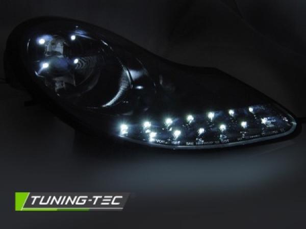 Scheinwerfer LED Tagfahrlicht Optik passend für Porsche Boxster 986 /911 996 Black Glanz