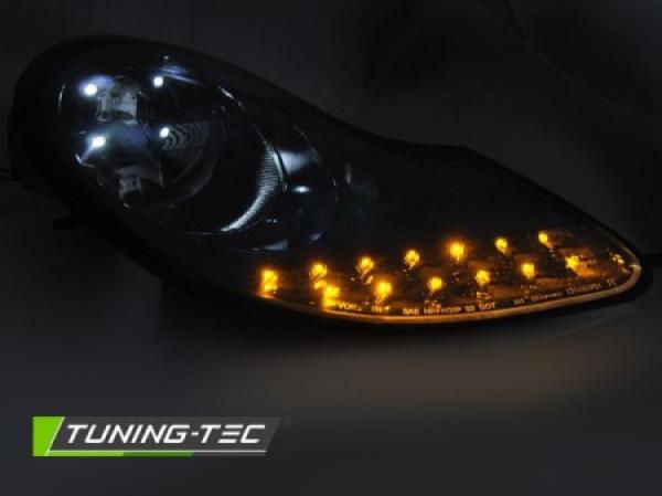 Scheinwerfer LED Tagfahrlicht Optik passend für Porsche Boxster 986 /911 996 Black Glanz