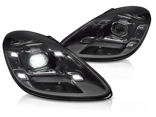 VOLL LED Tagfahrlicht Scheinwerfer Set passend für Porsche Boxster / Cayman 718 2016- schwarz