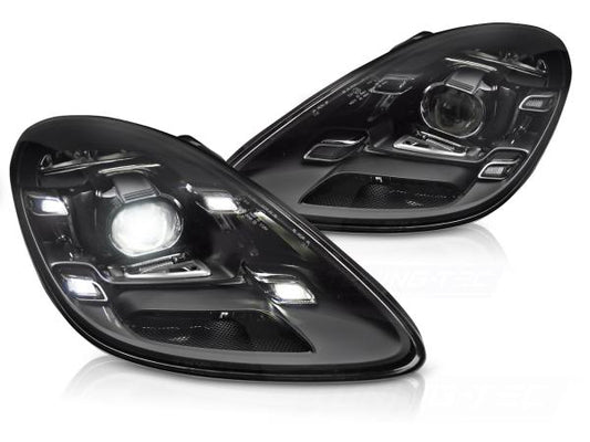VOLL LED Tagfahrlicht Scheinwerfer Set passend für Porsche Boxster / Cayman 718 2016- schwarz