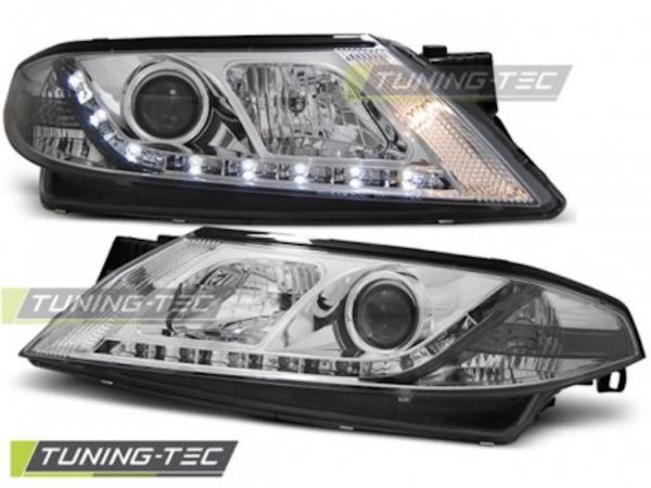 Scheinwerfer LED Tagfahrlicht Optik passend für Renault Laguna 2 Bj. 01-05 Chrom