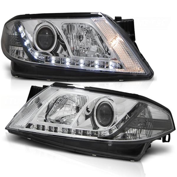 Scheinwerfer LED Tagfahrlicht Optik passend für Renault Laguna 2 Bj. 01-05 Chrom