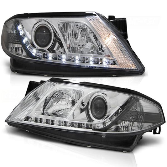 Scheinwerfer LED Tagfahrlicht Optik passend für Renault Laguna 2 Bj. 01-05 Chrom