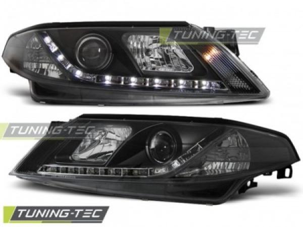 Scheinwerfer LED Tagfahrlicht Optik passend für Renault Laguna 2 Bj. 01-05 Schwarz