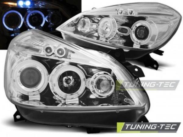 Scheinwerfer Angel Eyes passend für Renault Clio 3 Bj. 05-09 Chrom