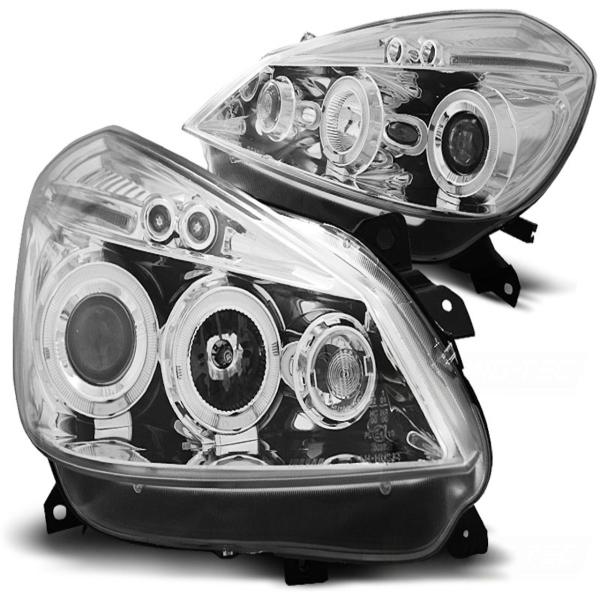 Scheinwerfer Angel Eyes passend für Renault Clio 3 Bj. 05-09 Chrom