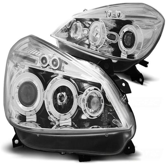 Scheinwerfer Angel Eyes passend für Renault Clio 3 Bj. 05-09 Chrom