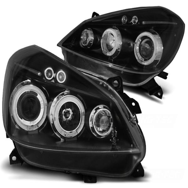 Scheinwerfer Angel Eyes passend für Renault Clio 3 Bj. 05-09 Schwarz