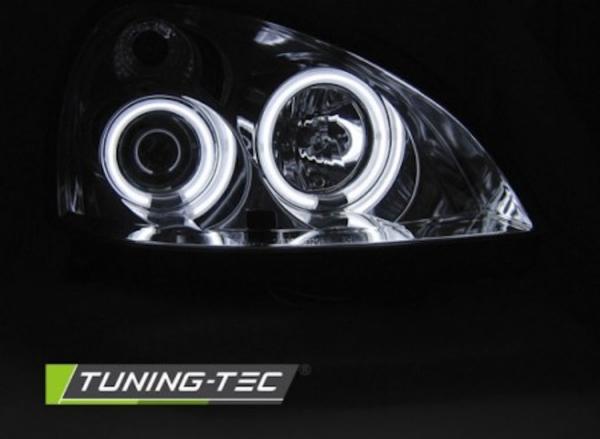 Scheinwerfer CCFL Angel Eyes passend für Renault Clio 2 Bj. 01-05 Chrom