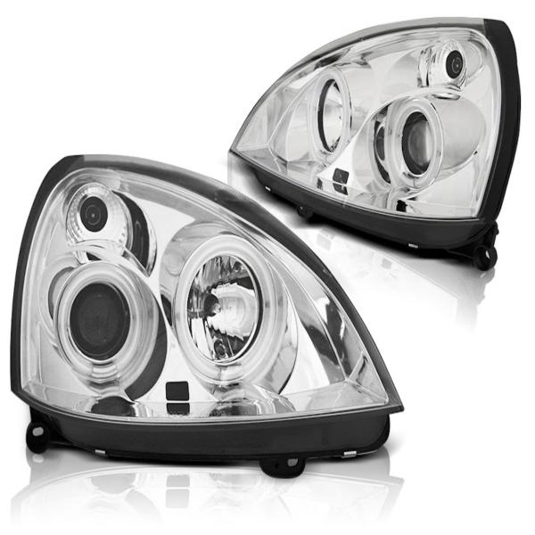Scheinwerfer CCFL Angel Eyes passend für Renault Clio 2 Bj. 01-05 Chrom