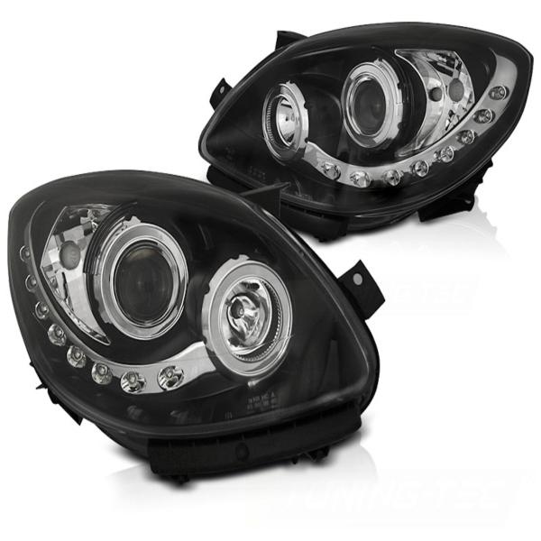 Scheinwerfer LED Tagfahrlicht Optik passend für Renault Twingo Bj. 07-11 Schwarz