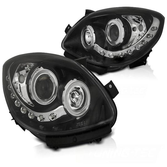 Scheinwerfer LED Tagfahrlicht Optik passend für Renault Twingo Bj. 07-11 Schwarz
