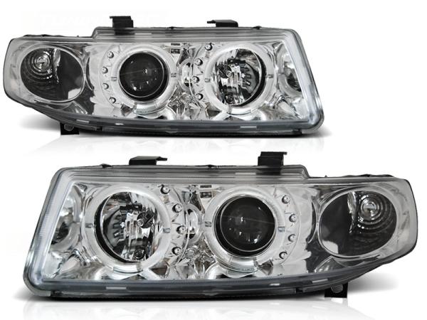 Scheinwerfer Angel Eyes passend für Seat Leon 1M / Toledo 1M Bj. 99-06 Chrom