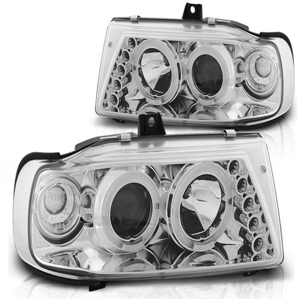 LED Angel Eyes Scheinwerfer passend für Seat Ibiza 6K / Cordoba 93-99 chrom