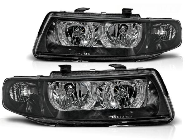 Scheinwerfer Angel Eyes passend für Seat Leon 1M / Toledo 1M Bj. 99-06 Schwarz