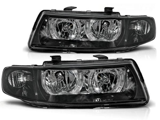 Scheinwerfer Angel Eyes passend für Seat Leon 1M / Toledo 1M Bj. 99-06 Schwarz