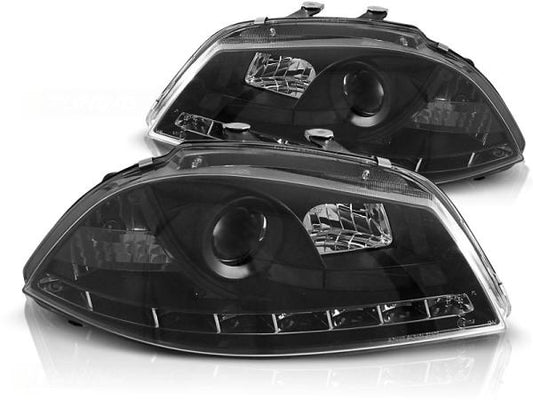 Scheinwerfer LED Tagfahrlicht Optik passend für Seat Ibiza 6L / Cordoba 6L 02-09 Schwarz