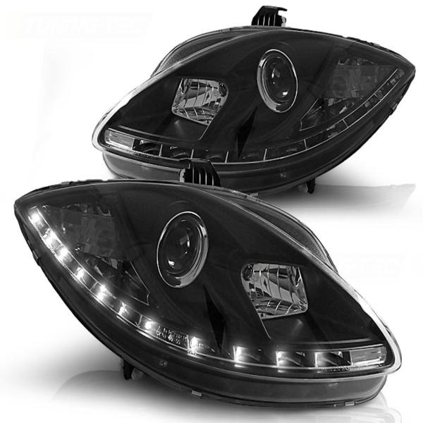Scheinwerfer LED Tagfahrlicht Optik passend für Seat Leon 1P / Altea 5P 04-09 Schwarz