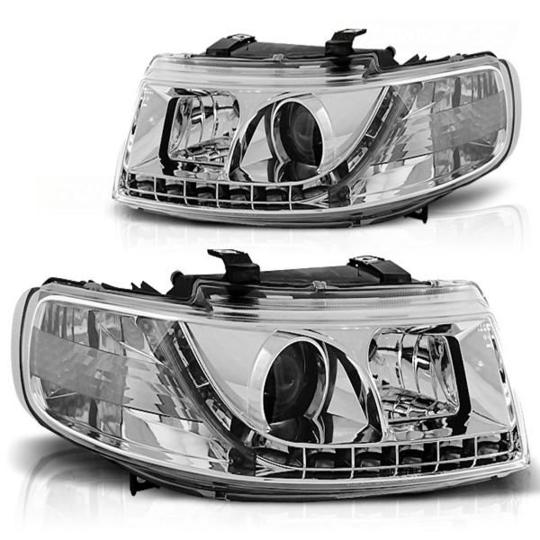 Scheinwerfer LED Tagfahrlicht Optik passend für Seat Leon 1M / Toledo 1M Bj. 99-06 Chrom
