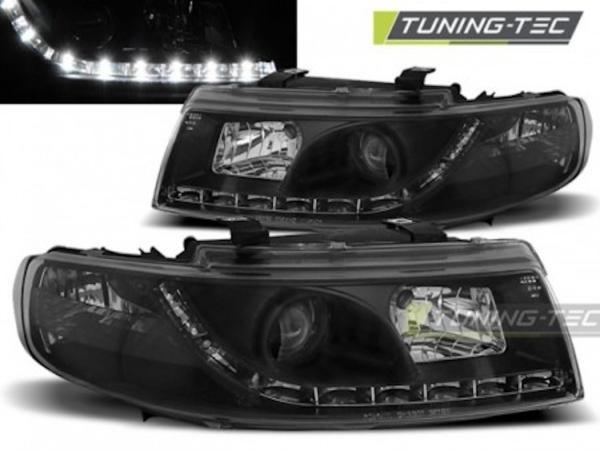 Scheinwerfer LED Tagfahrlicht Optik passend für Seat Leon 1M / Toledo 1M 99-06 Schwarz