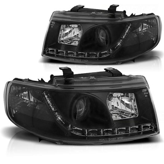 Scheinwerfer LED Tagfahrlicht Optik passend für Seat Leon 1M / Toledo 1M 99-06 Schwarz