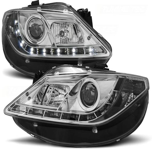 Scheinwerfer LED Tagfahrlicht Optik passend für Seat Ibiza 6J Bj. 08-12 Chrom