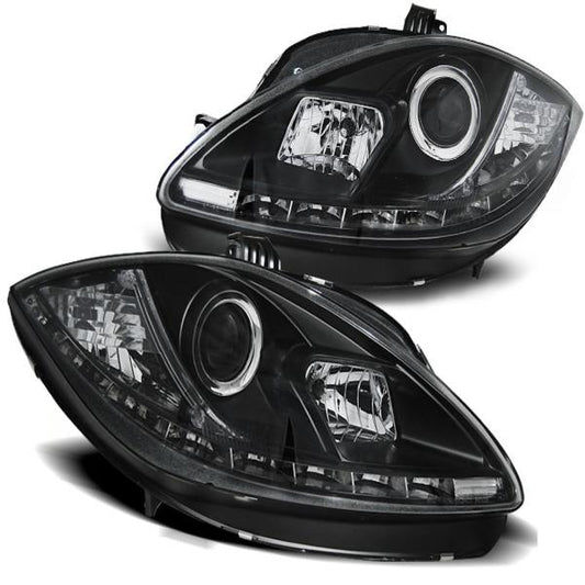 Scheinwerfer LED Tagfahrlicht Optik passend für Seat Leon 1P / Altea 5P 09-15 Schwarz