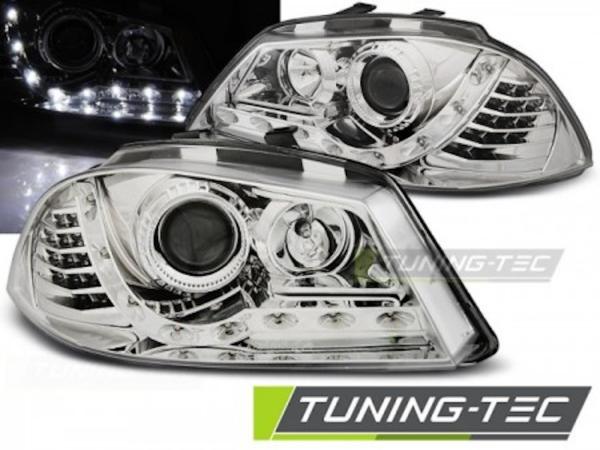 Scheinwerfer LED Tagfahrlicht Optik passend für Seat Ibiza 6L 02-09 Chrom LED Blinker