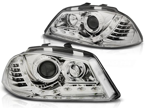 Scheinwerfer LED Tagfahrlicht Optik passend für Seat Ibiza 6L 02-09 Chrom LED Blinker