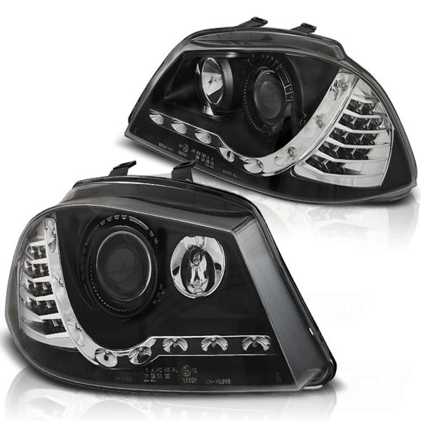 Scheinwerfer LED Tagfahrlicht Optik passend für Seat Ibiza 6L 02-09 Schwarz LED Blinker