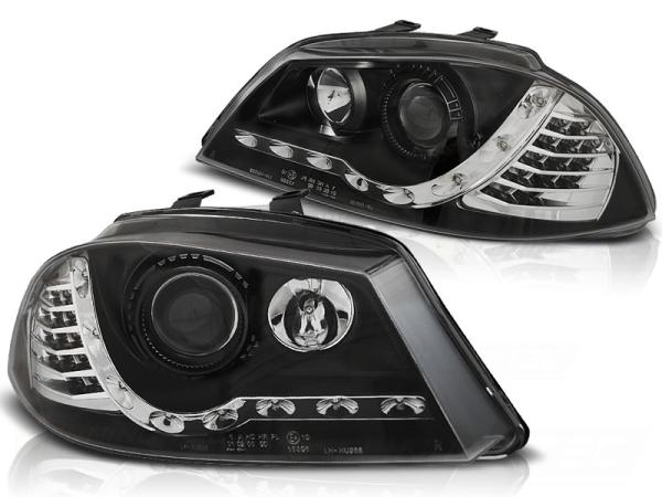Scheinwerfer LED Tagfahrlicht Optik passend für Seat Ibiza 6L 02-09 Schwarz LED Blinker