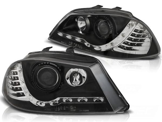 Scheinwerfer LED Tagfahrlicht Optik passend für Seat Ibiza 6L 02-09 Schwarz LED Blinker
