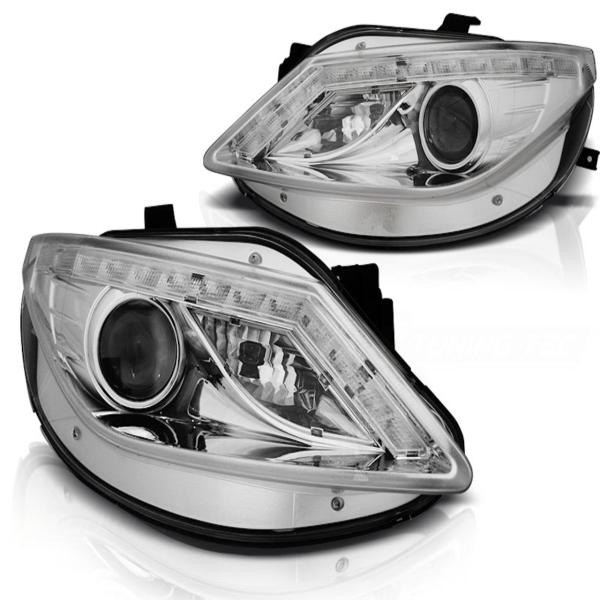 Scheinwerfer LED Tagfahrlicht Optik passend für Seat Ibiza 6J Bj. 08-12 Chrom