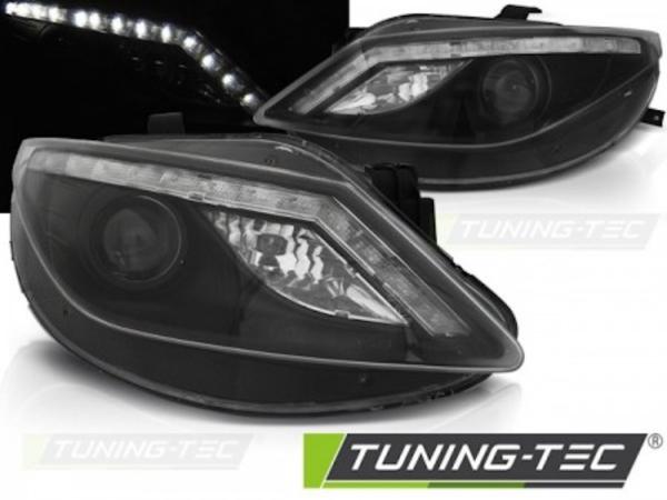 Scheinwerfer LED Tagfahrlicht Optik passend für Seat Ibiza 6J Bj. 08-12 Schwarz