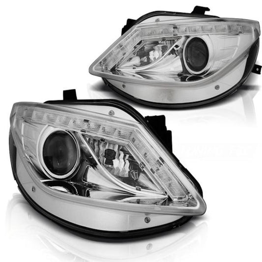 Scheinwerfer LED Tagfahrlicht Optik passend für Seat Ibiza 6J 08-12 Chrom LED Blinker